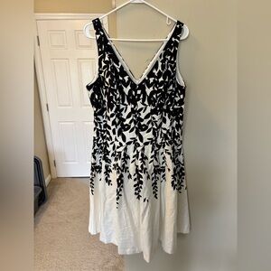 Ralph Lauren Black & White V-Neck Midi Dress
